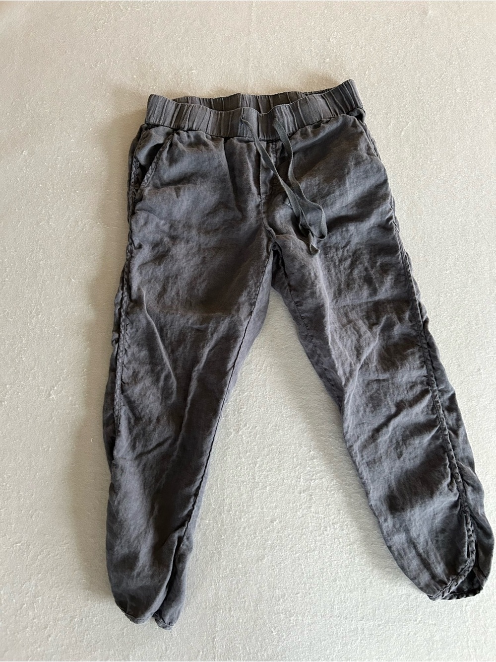Caslon Linen Ankle Cropped Drawstring Pants - Charcoal Gray